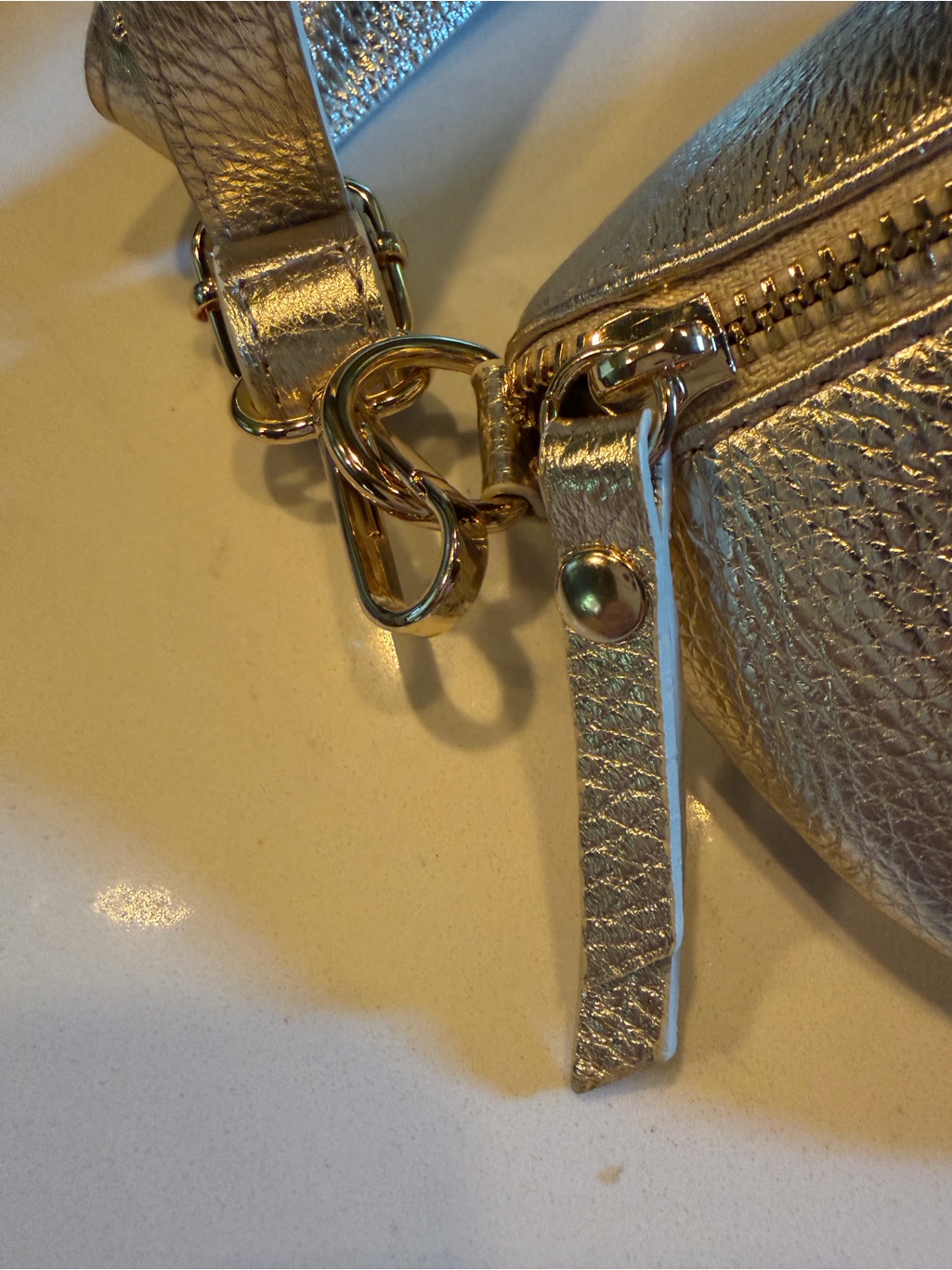 Like New! Elie Beaumont Regular Sling Bag Gold Metallic With 2 Extra Straps — image 6 of 8